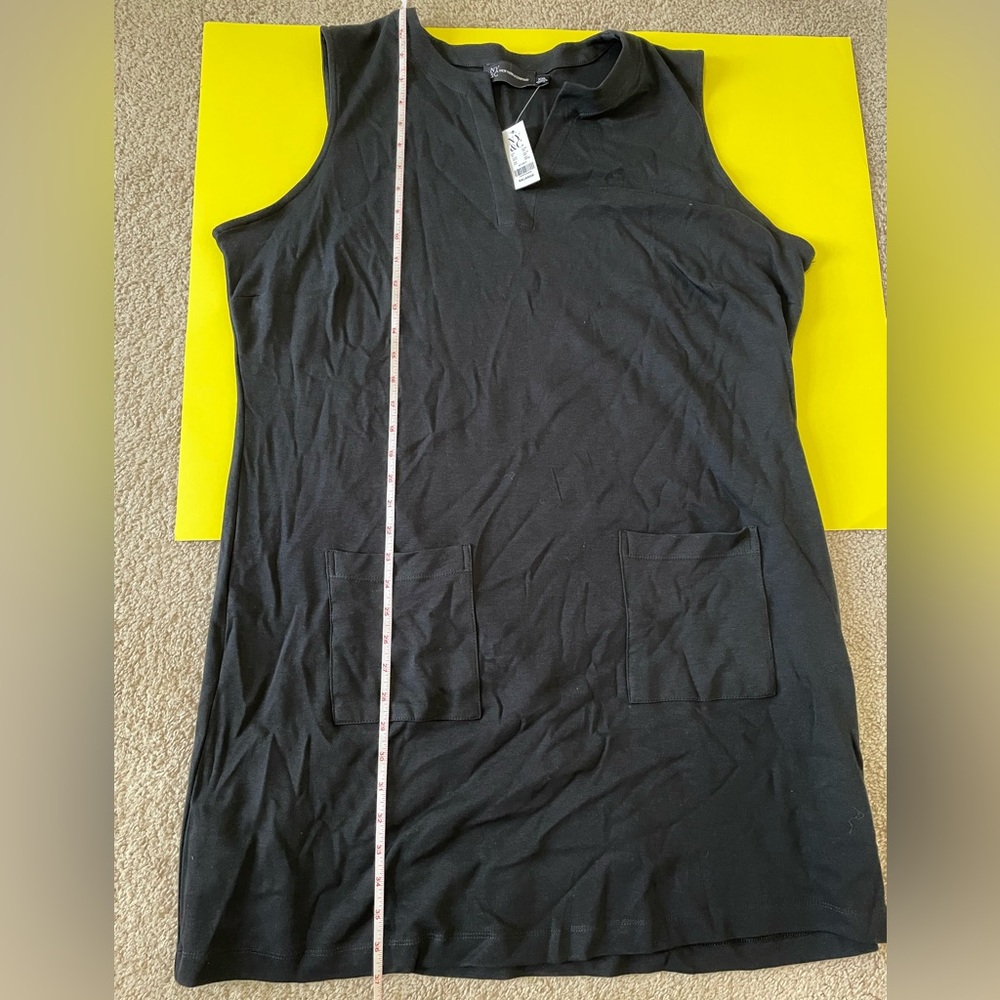 NWT New York & Company Black Sleeveless Cotton Knit Dress w/ Pockets Size XXL - Picture 8 of 8